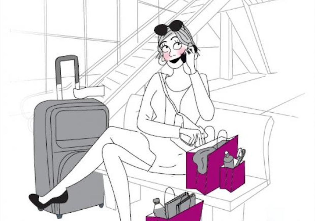 Dessin femme au téléphone