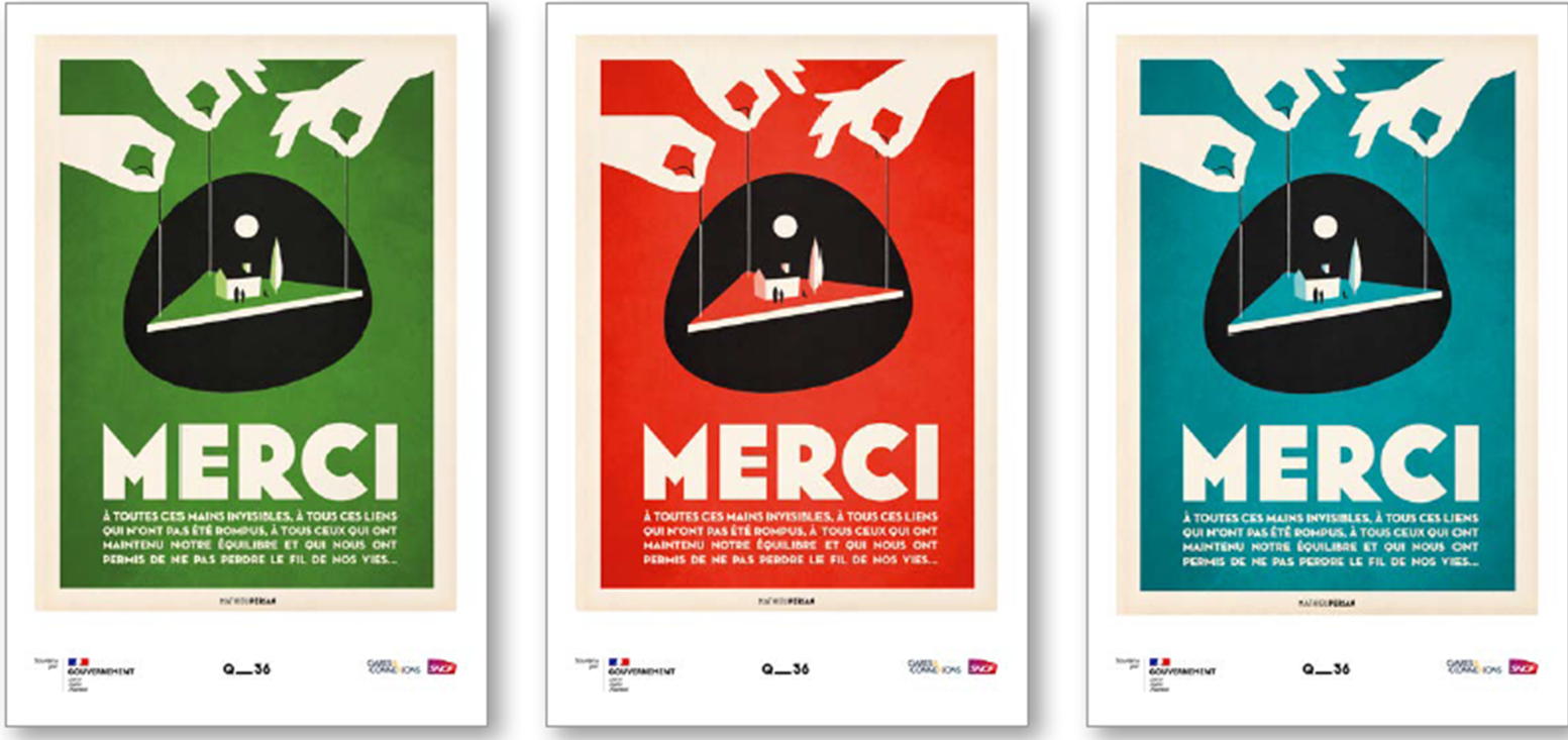 Affiches Merci dans différentes couleurs