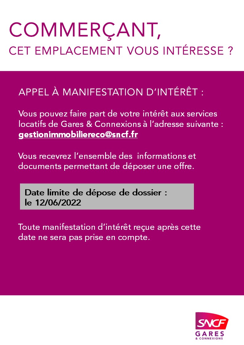 Appel à manifestation d'intérêt en gare de Brest