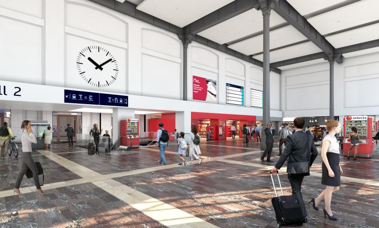 Perspective du hall de la gare de Toulouse Matabiau à la fin des travaux en 2023