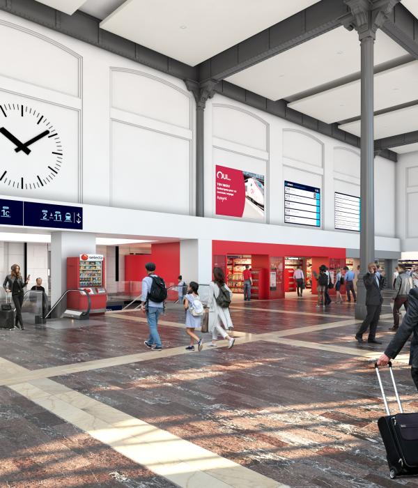 Perspective du hall de la gare de Toulouse Matabiau à la fin des travaux en 2023
