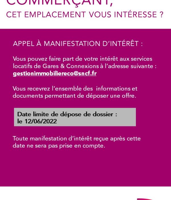 Appel à manifestation d'intérêt en gare de Brest