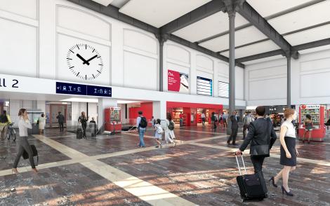 Perspective du hall de la gare de Toulouse Matabiau à la fin des travaux en 2023 Perspective du hall de la gare de Toulouse Matabiau à la fin des travaux en 2023