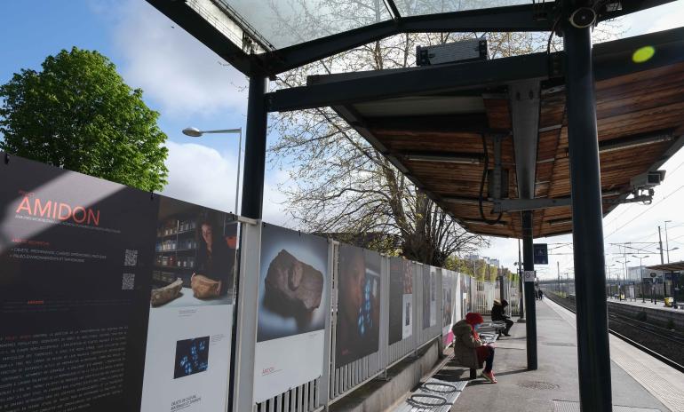 Panneaux de l'exposition DIM en gare de La Courneuve